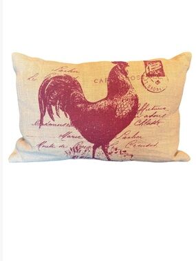 Stratford Home Burlap French Country Rooster Post Card Bolster Throw Pillow